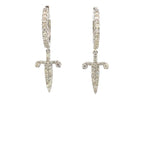 14K Gold Pave Dagger Diamond Hoop Earrings - additional product view 6