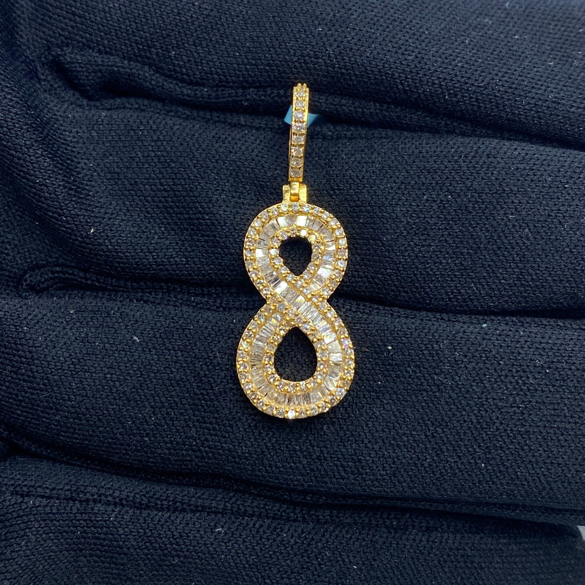 14K Gold Number 8 Diamond Baguette Pendant - additional product view 2
