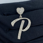 14K Gold Initial P Script Heart Diamond Pendant - additional product view 2