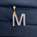 14K Gold Single Stone Initial M Diamond Pendant, Small - close-up product photo