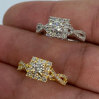 14K Gold Spiral Square Large Center Stone Diamond Engagement Ring - additional product view 5