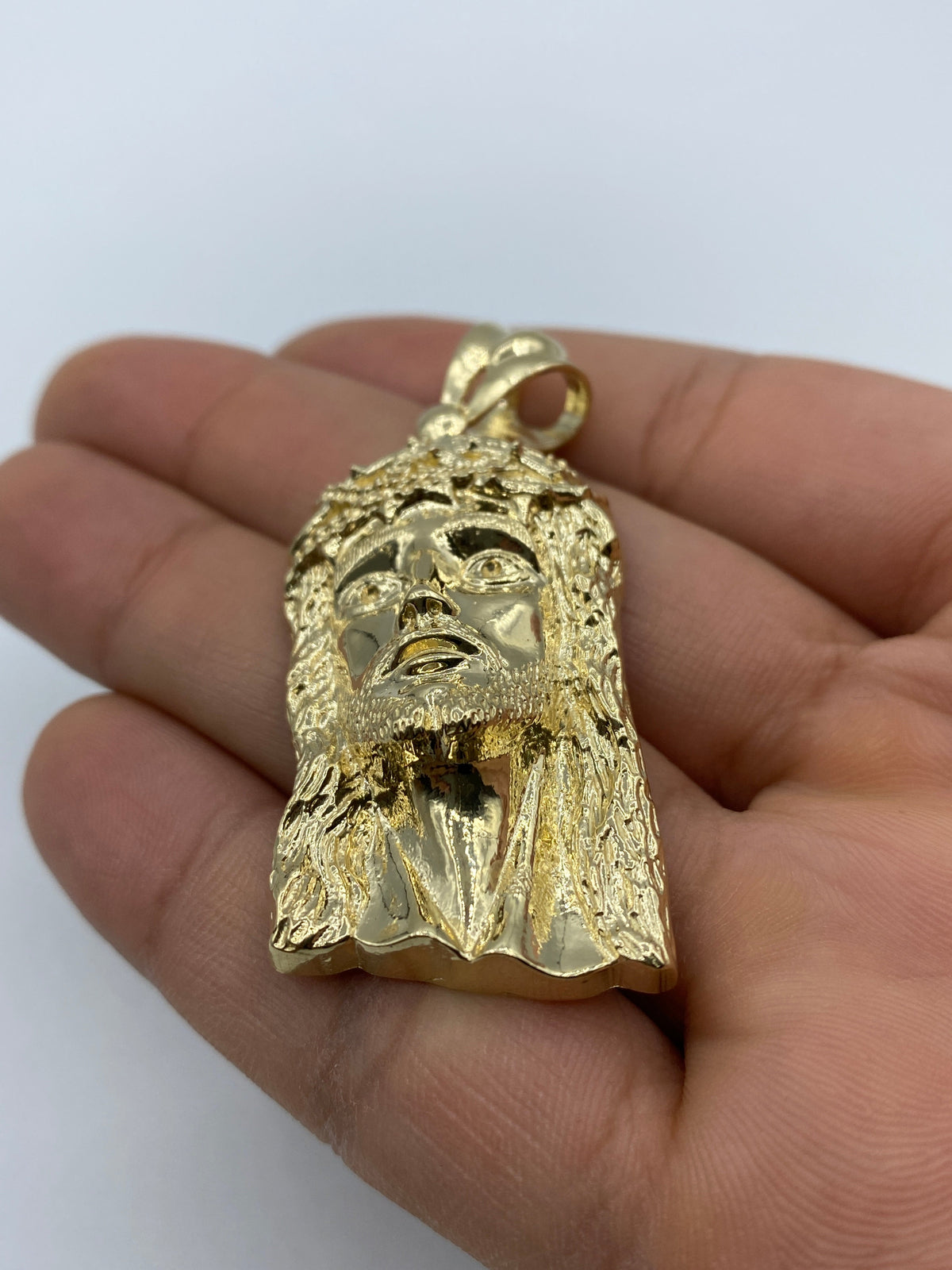 14K Gold Jesus Head Pendant 2.25 in - additional product view 4