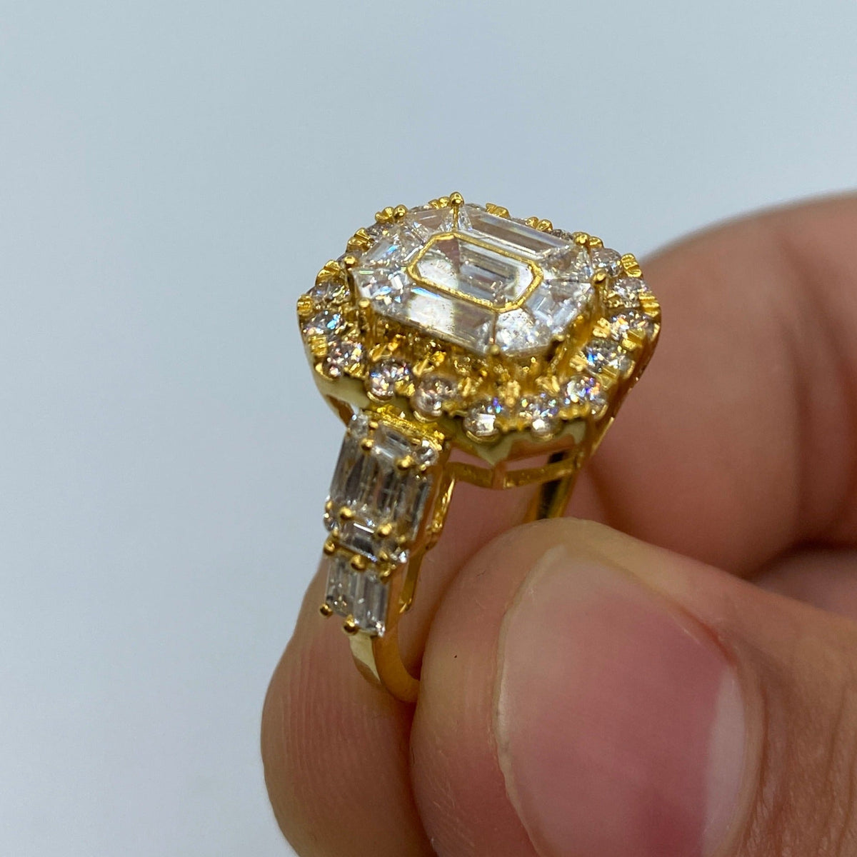 14K Gold Rectangle Diamond Baguette Engagement Ring - additional product view 5