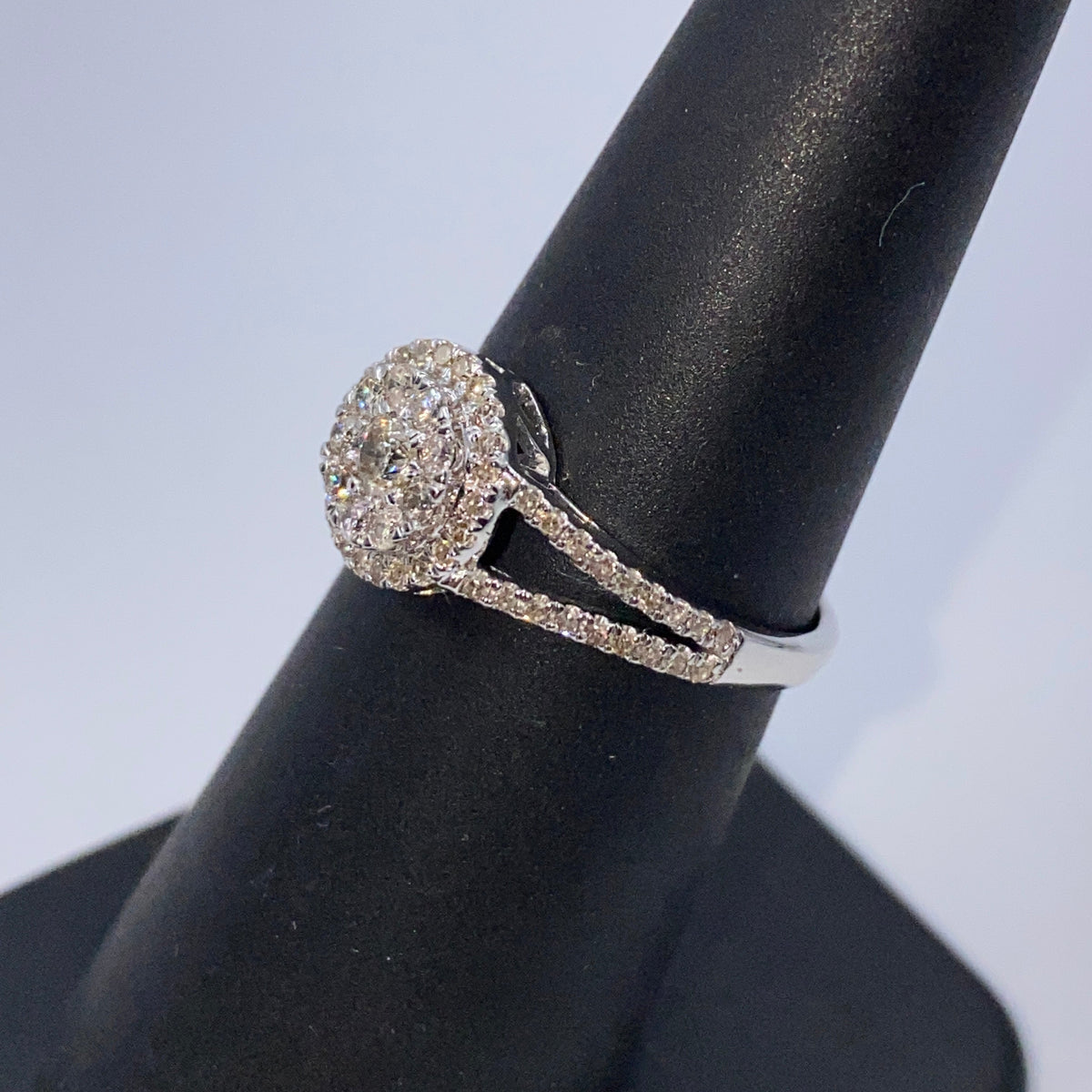 14K Gold Double Halo Circle Diamond Engagement Ring - additional product view 8