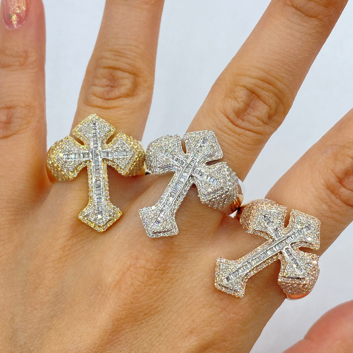 10K Gold Bold Cross Diamond Ring - additional product view 6