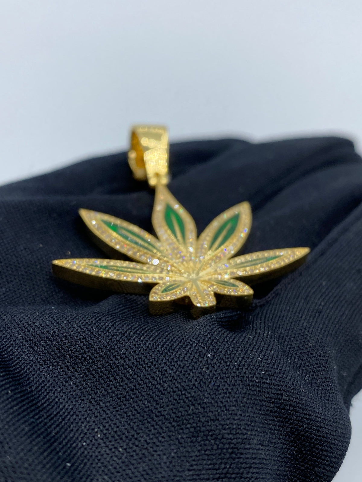 Green Weed Diamond Pendant - additional product view 4