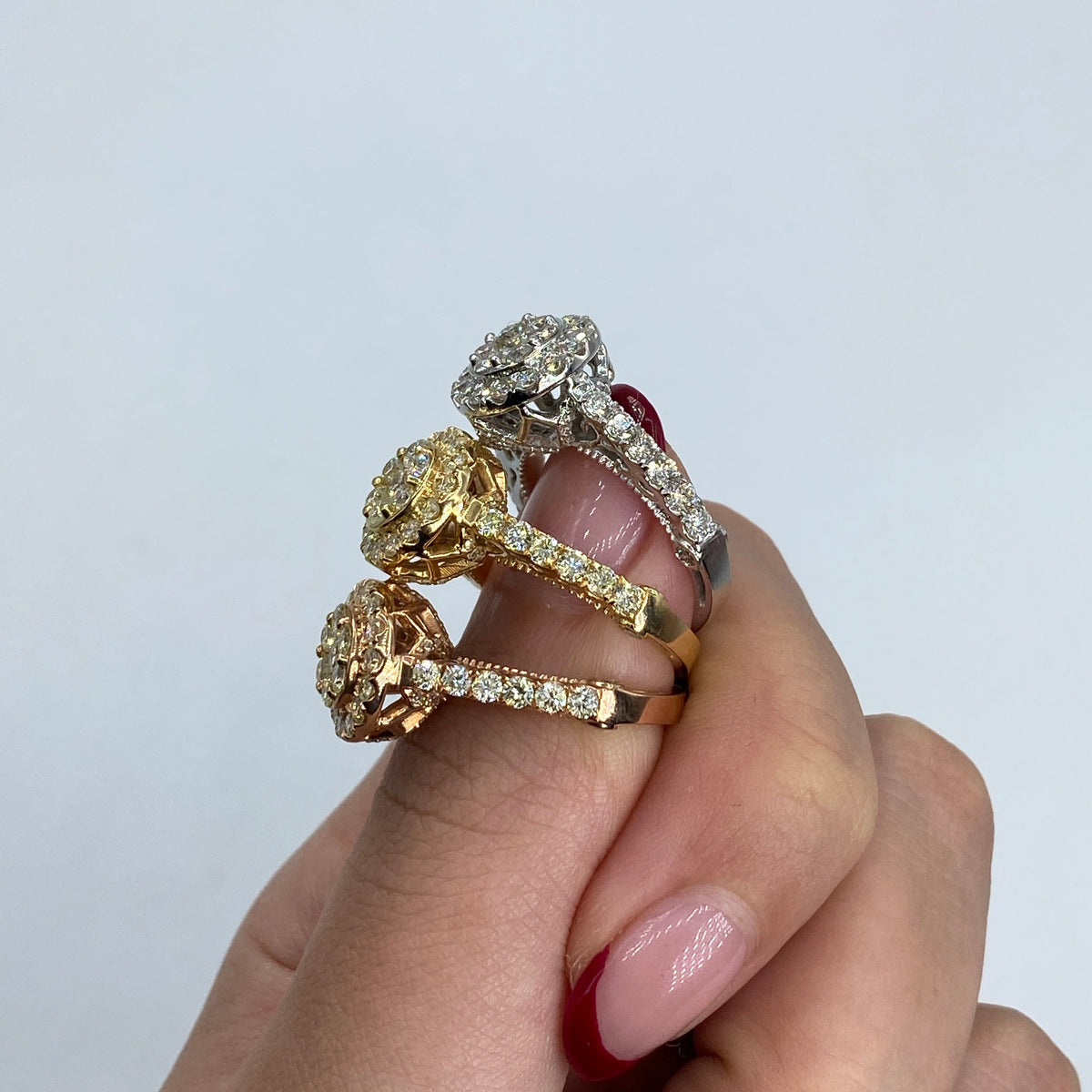 14K Gold Amore Halo Circle Diamond Engagement Rings - additional product view 6