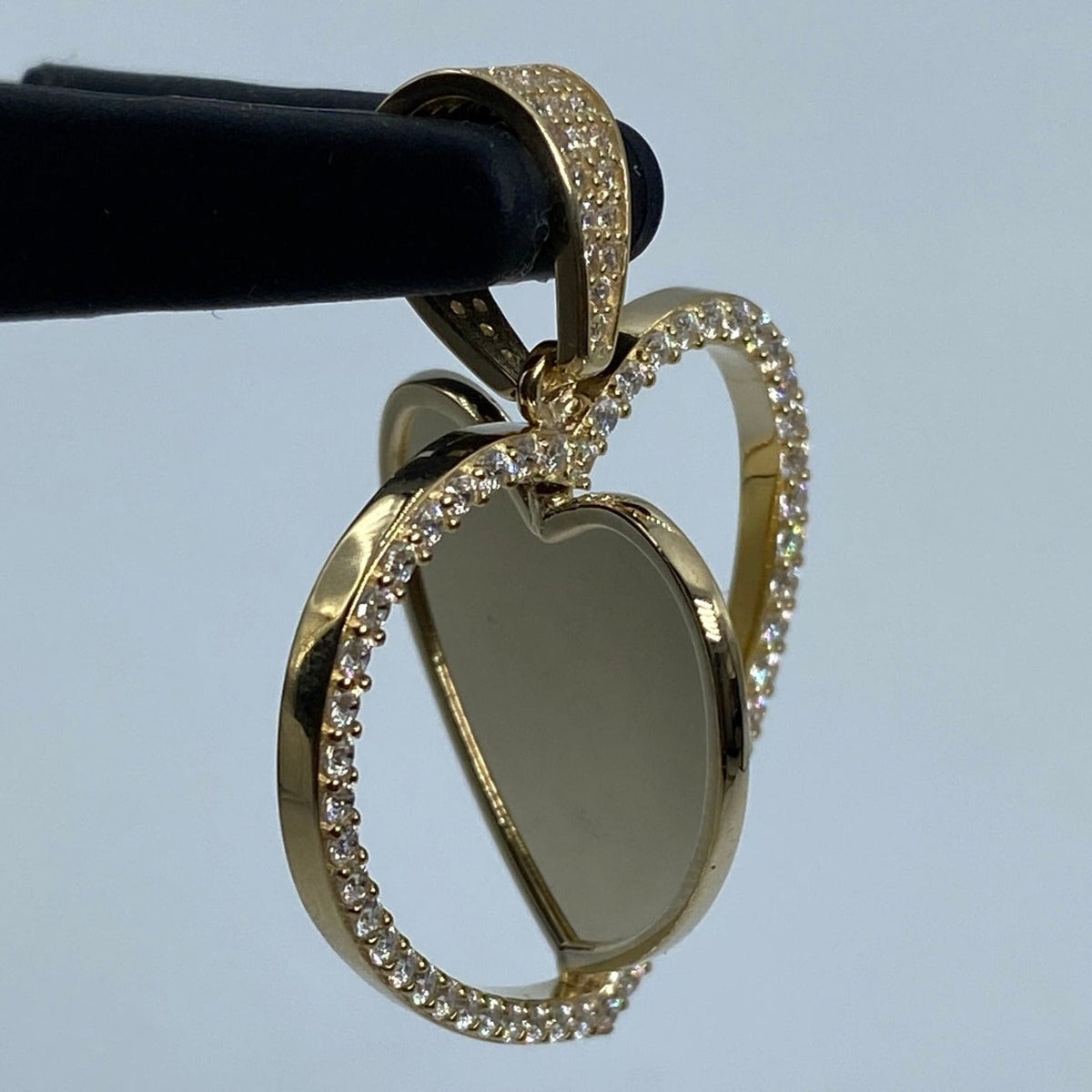 14K Gold Spinning Heart Picture Photo CZ Pendant - additional product view 3