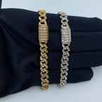 10K Gold 6.5mm Cuban Link Diamond Baguette Bracelet 7–8 in - additional product view 3