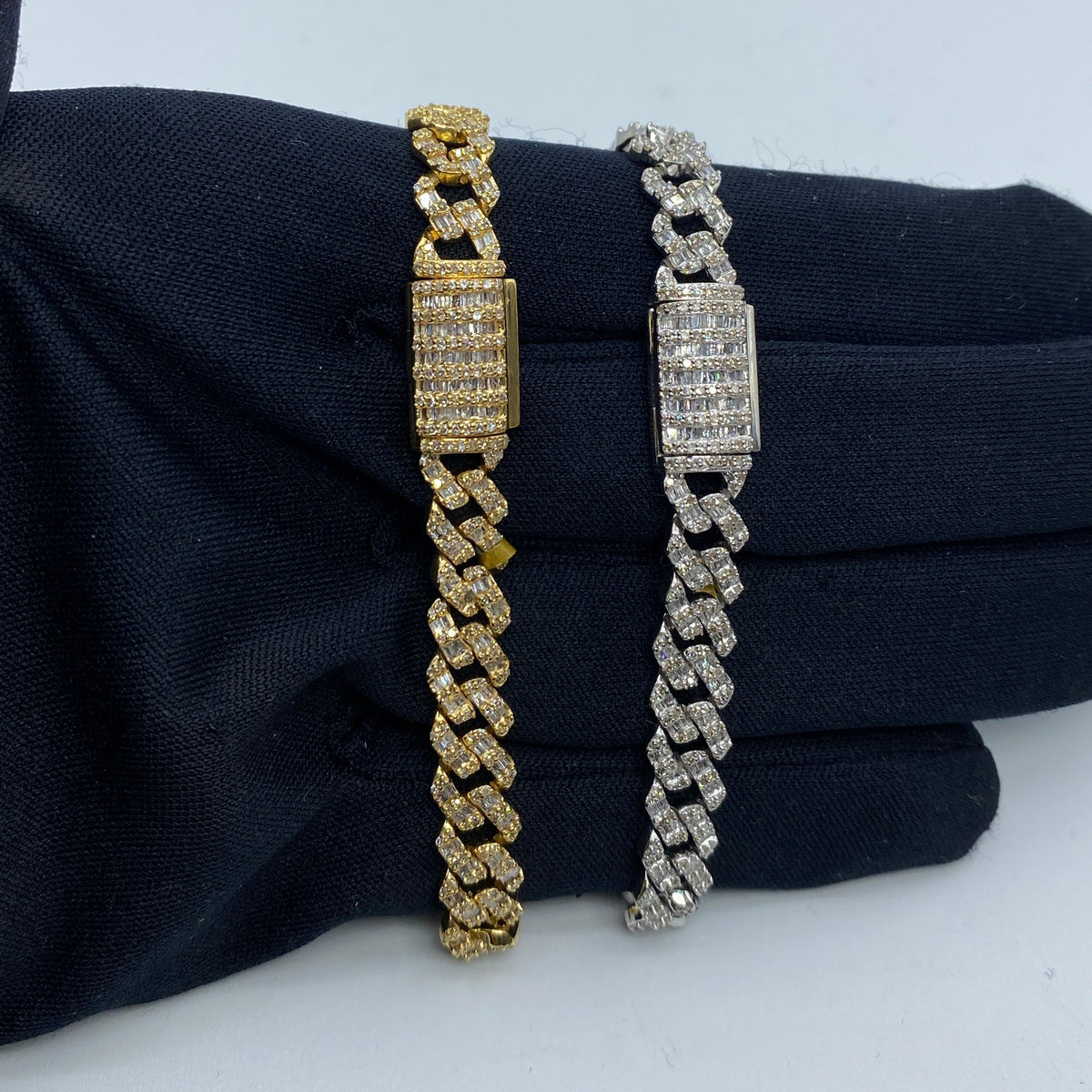 10K Gold 6.5mm Cuban Link Diamond Baguette Bracelet 7–8 in - additional product view 3
