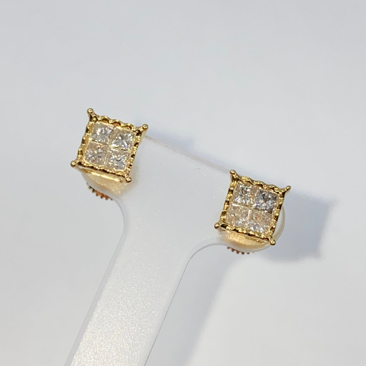 14K Gold Masterpiece Square Diamond Earrings - additional product view 3