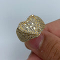 14K Gold Heart Diamond Baguette Ring in yellow gold - close-up product photo