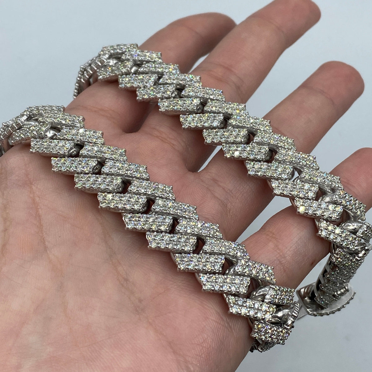 14K Gold 15mm Jumbo Iced Razor Cuban Link Diamond Chain 16 in - additional product view 5