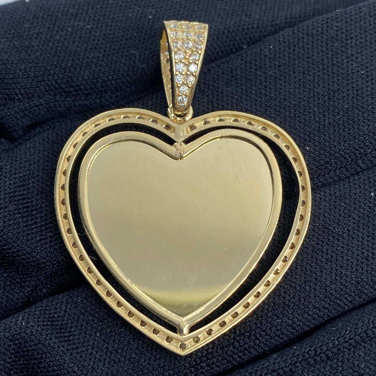 14K Gold Spinning Heart Picture Photo CZ Pendant - additional product view 4