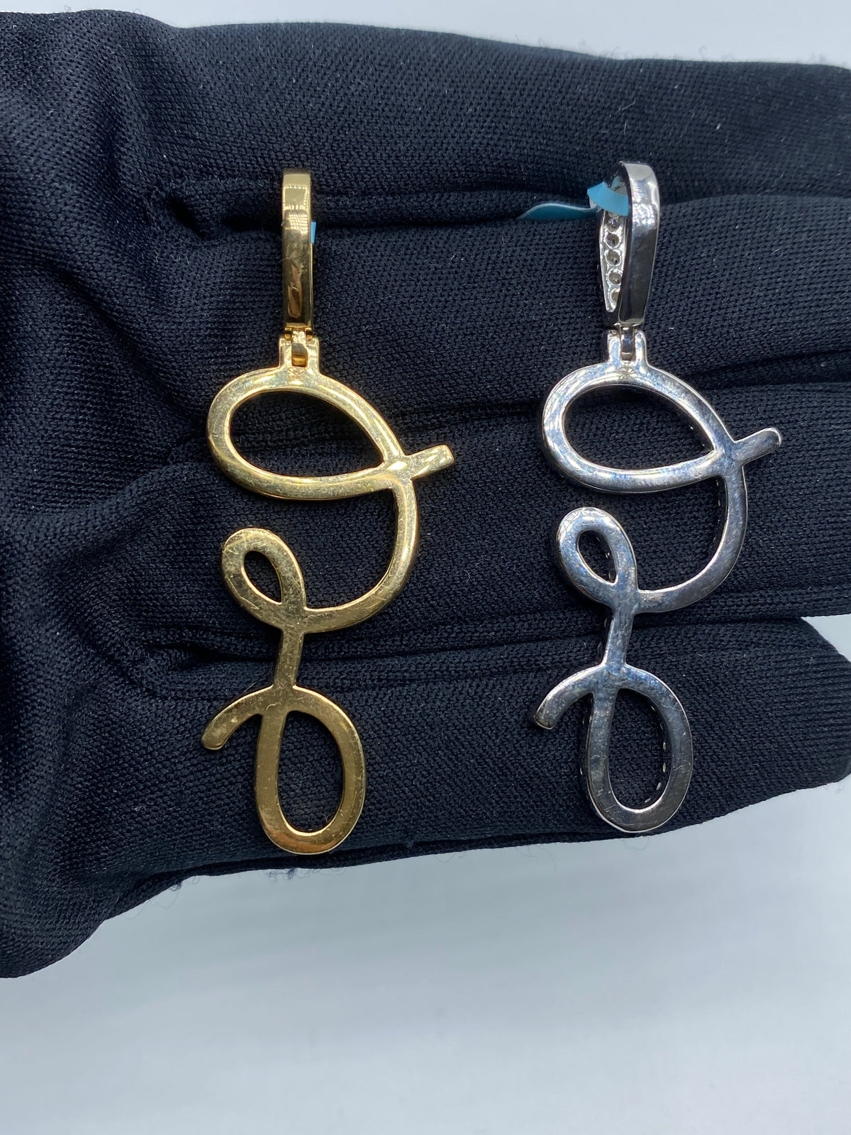 14K Gold Initial G Large Script Diamond Pendant - additional product view 6