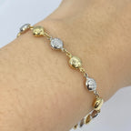 14K Gold 5.5mm Two-Tone Flat Ball Link Bracelet 7 in - additional product view 2