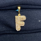 14K Gold Initial F Bubble Diamond Pendant - additional product view 2