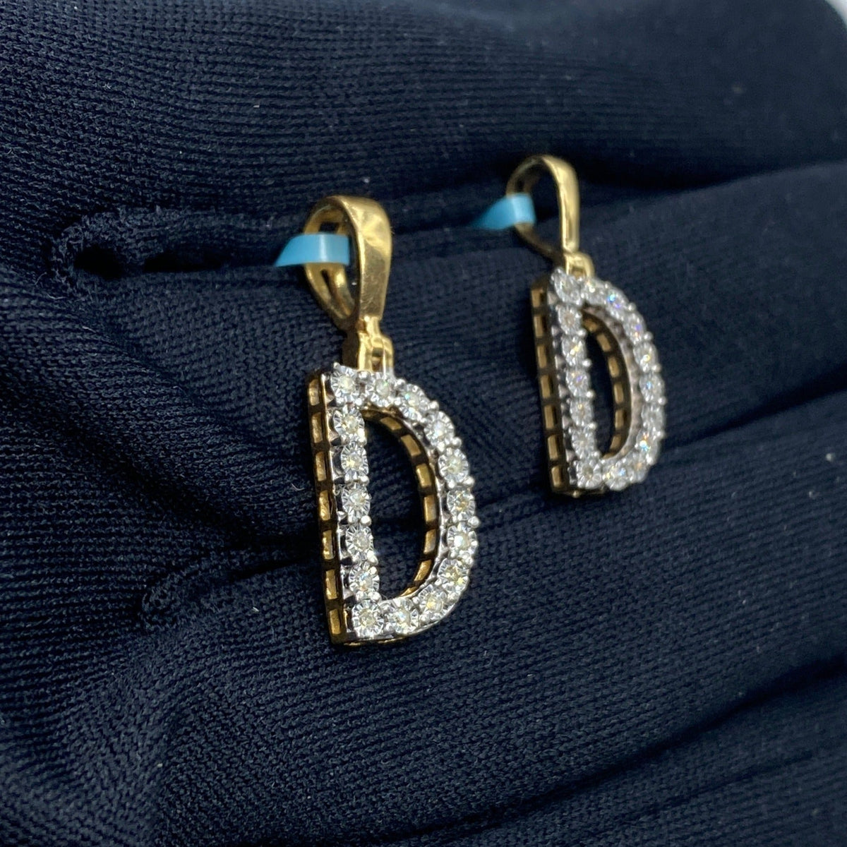 14K Gold Single Stone Initial D Diamond Pendant - additional product view 5