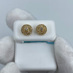 14K Gold Small Circle Cake Diamond Earrings in yellow gold - close-up product photo