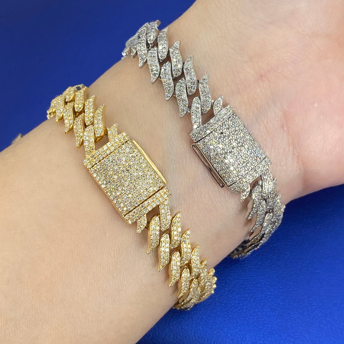 10K Gold 10mm Thorn Razor Cuban Link Diamond Bracelet 8 in - additional product view 3