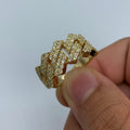14K Gold Bold Cuban Link Diamond Ring in yellow gold - close-up product photo