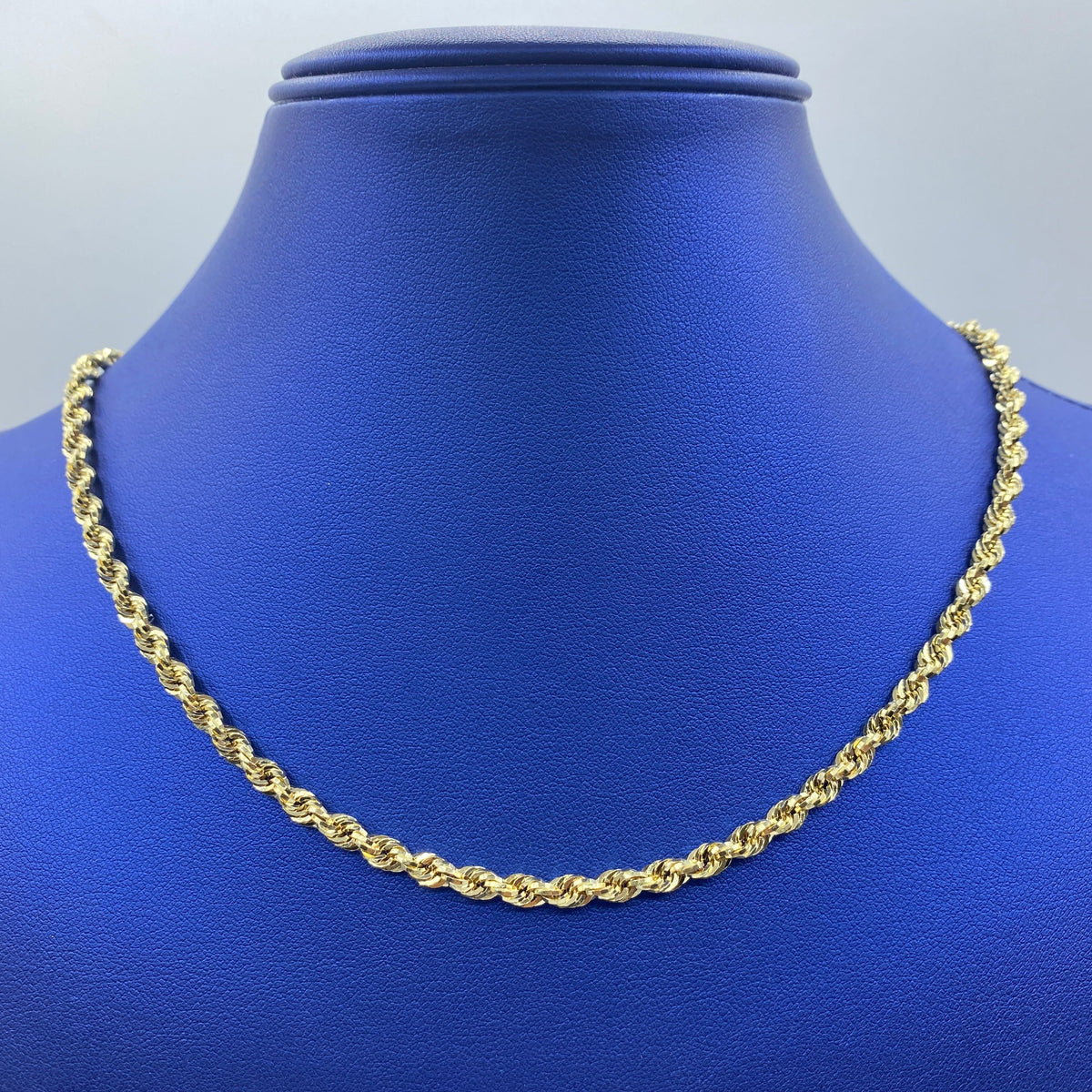 Rope Chain Necklace Real 14K Yellow Gold 16–24 in, 4.2mm - close-up product photo