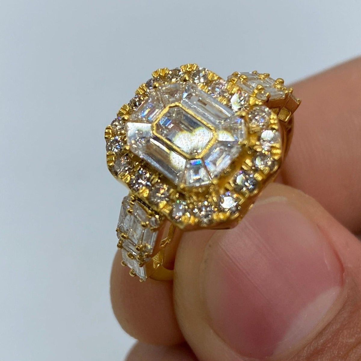 14K Gold Rectangle Diamond Baguette Engagement Ring - additional product view 3