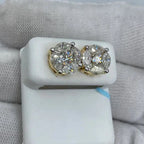 14K Gold Flower Stud Diamond Earrings - additional product view 2