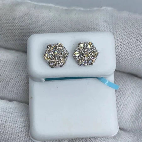 14K Gold Flower Diamond Earrings 1.2 Ct - additional product view 4