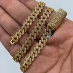 14K Gold 8mm Cuban Link Diamond Chain 16–22 in in yellow gold, 16" - close-up product photo