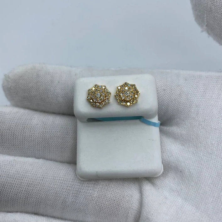 14K Gold Octagon Diamond Earrings - additional product view 7
