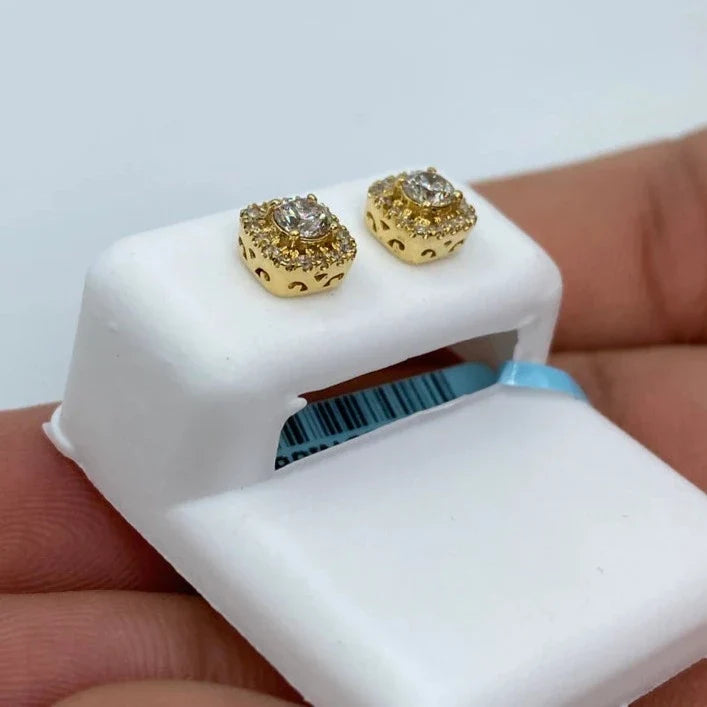 14K Gold Big Rocks Square Diamond Earrings - additional product view 5