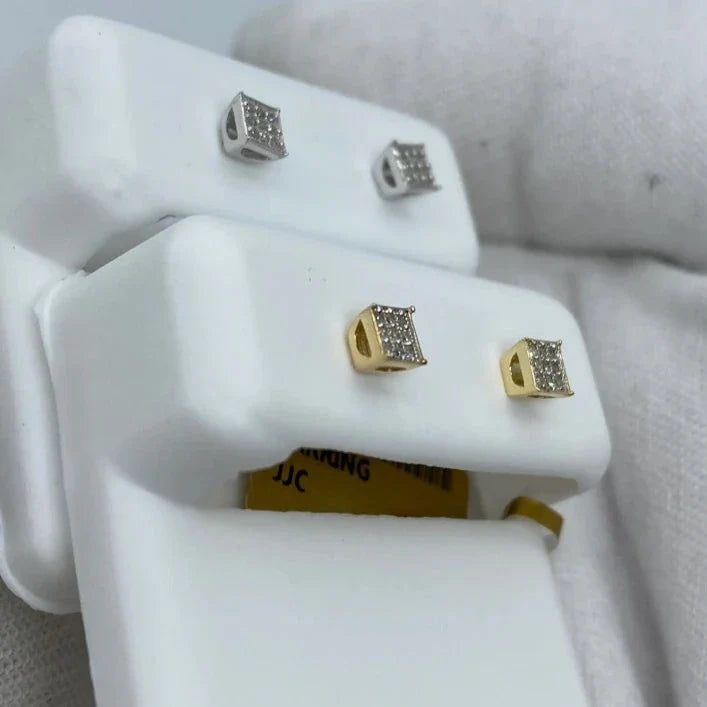 10K Gold Square Diamond Earrings 0.1 Ct - additional product view 6