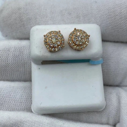 14K Gold Thick Circle Diamond Earrings 0.8 Ct - additional product view 5