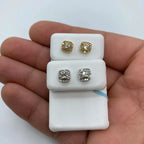 14K Gold Big Rocks Square Diamond Earrings - additional product view 2