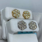 14K Gold Flower Diamond Earrings 3.1 Ct - additional product view 5