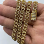 10K Gold 6.5mm Cuban Link Diamond Baguette Chain 18–24 in in yellow gold, 24" - close-up product photo