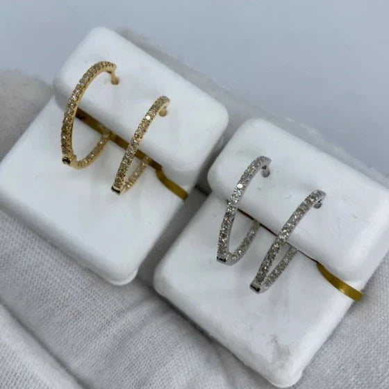 10K Gold Small Circle Hoop Diamond Earrings - additional product view 4