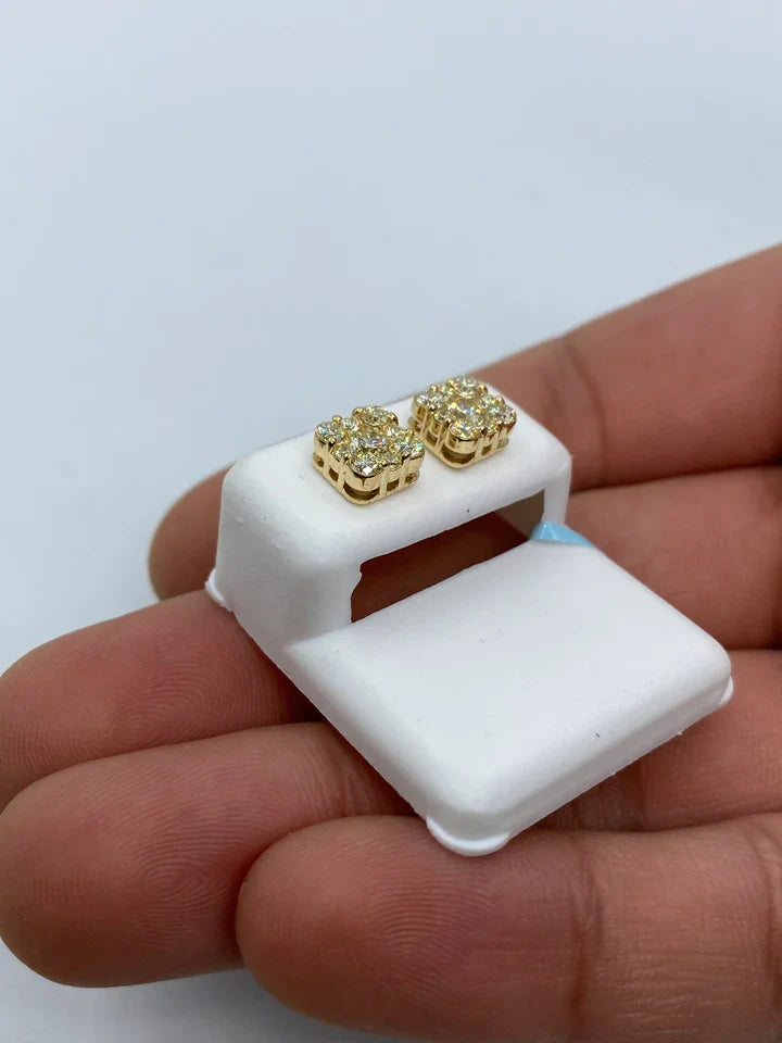 14K Gold Square Stud Diamond Earrings 1.3 Ct - additional product view 4