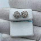 14K Gold Thick Circle Diamond Earrings 0.8 Ct in white gold - close-up product photo