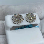 14K Gold Flower Diamond Earrings 5.3 Ct - additional product view 4