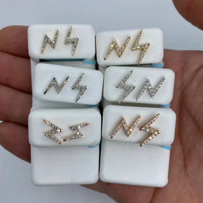14K Gold Lightning Diamond Earrings - main product photo
