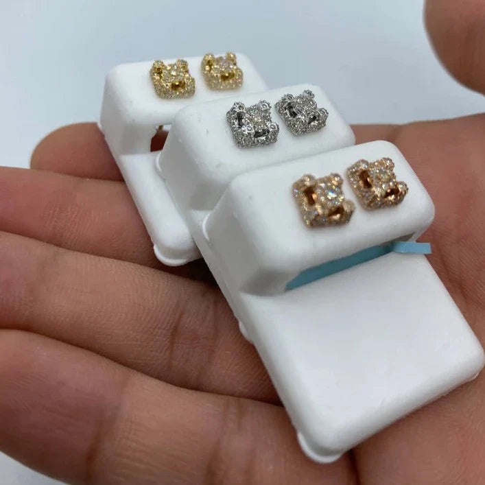 14K Gold Castle Diamond Earrings Small - additional product view 6