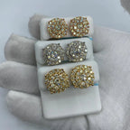 14K Gold Thick Circle Double Layer Cake Diamond Earrings 3.3 Ct - additional product view 2