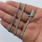 14K Gold 4mm Cuban Link Diamond Chain 16–22 in in white gold, 16" - close-up product photo