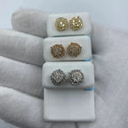 14K Gold Thick Circle Diamond Earrings 0.8 Ct - additional product view 2