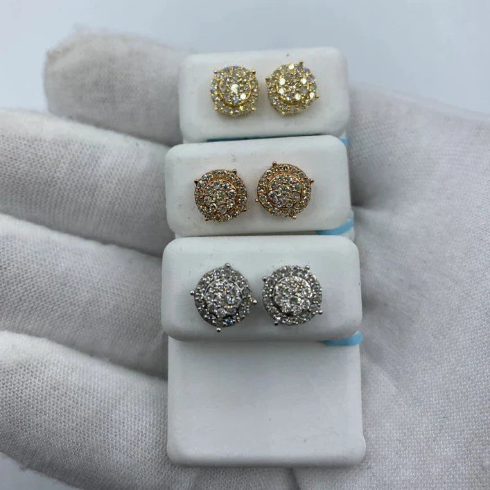 14K Gold Thick Circle Diamond Earrings 0.8 Ct - additional product view 2
