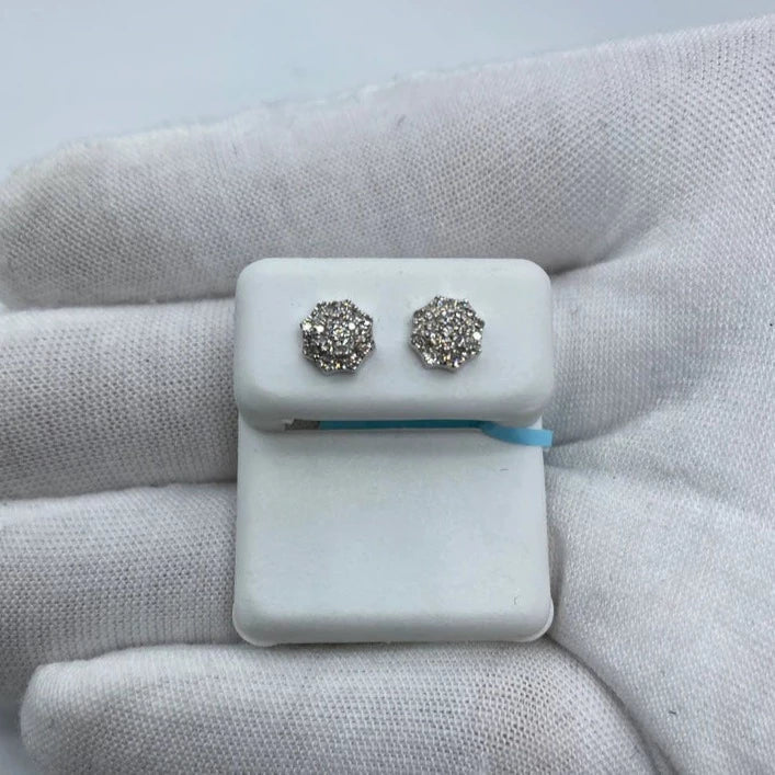 14K Gold Octagon Diamond Earrings - additional product view 5