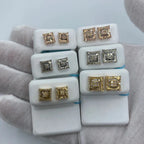 14K Gold Square Gutter Diamond Baguette Earrings - additional product view 2