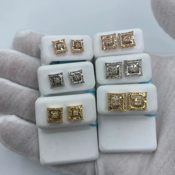 14K Gold Square Gutter Diamond Baguette Earrings - additional product view 2
